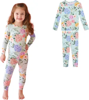 Posh Peanut Girls Pajamas - Soft, Viscose from Bamboo PJs for Kids - Matching, Long Sleeve Toddler Pajamas for Girls