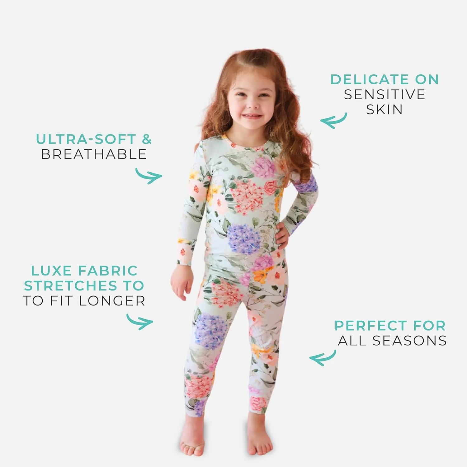 Posh Peanut Girls Pajamas - Soft, Viscose from Bamboo PJs for Kids - Matching, Long Sleeve Toddler Pajamas for Girls