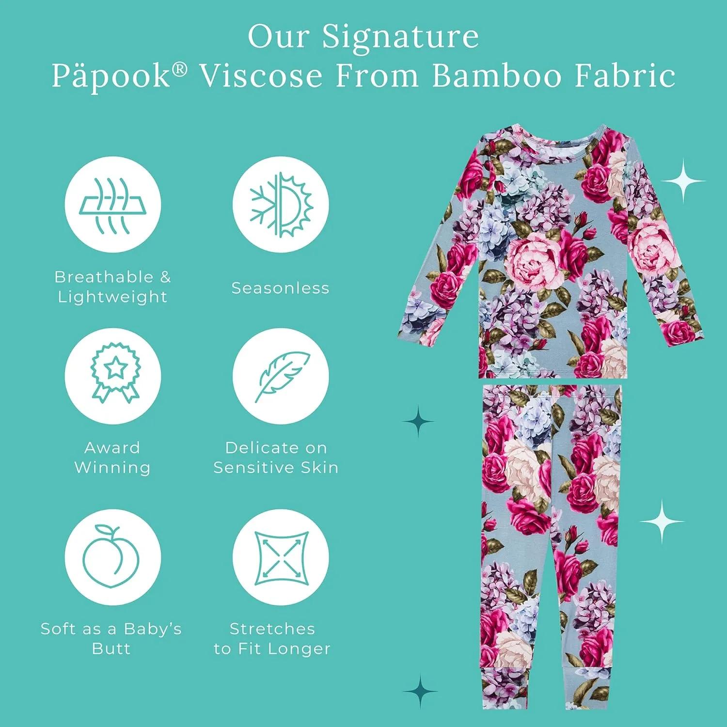 Posh Peanut Girls Pajamas - Soft, Viscose from Bamboo PJs for Kids - Matching, Long Sleeve Toddler Pajamas for Girls