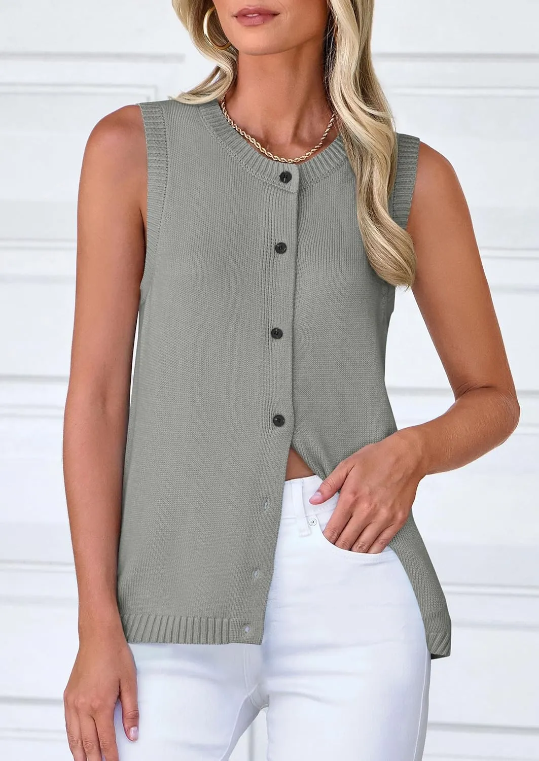 PRETTYGARDEN Sweater Vest Women 2025 Spring Summer Casual Lightweight Knit Sleeveless Button Down Tank Tops Trendy Clothes