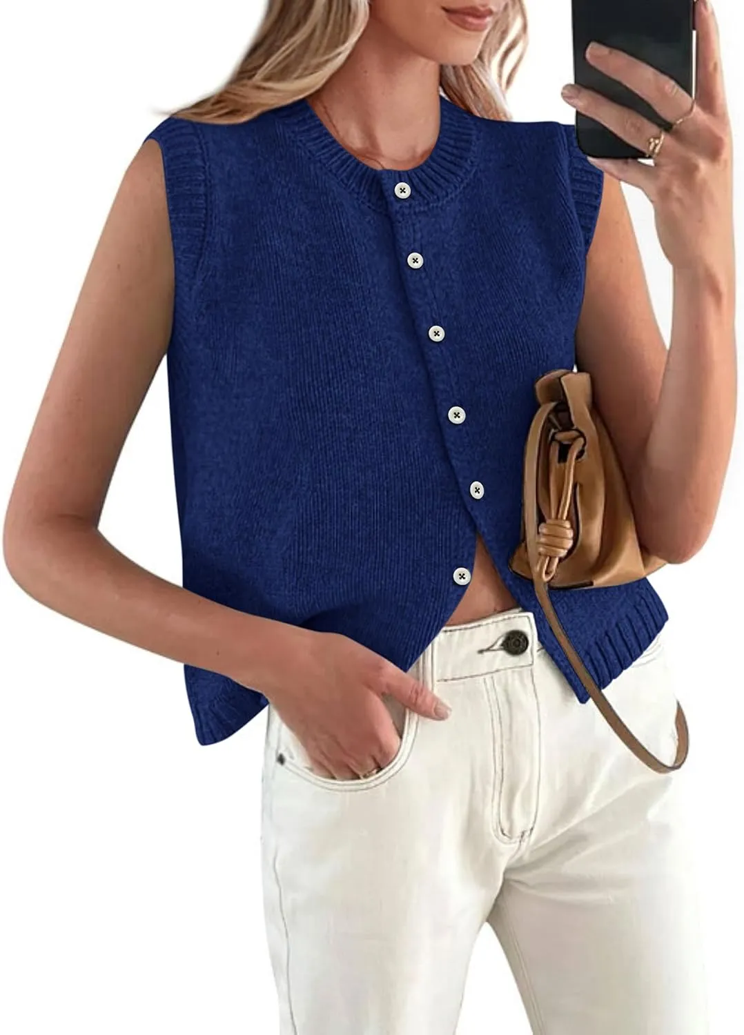 PRETTYGARDEN Sweater Vest Women 2025 Spring Summer Casual Lightweight Knit Sleeveless Button Down Tank Tops Trendy Clothes