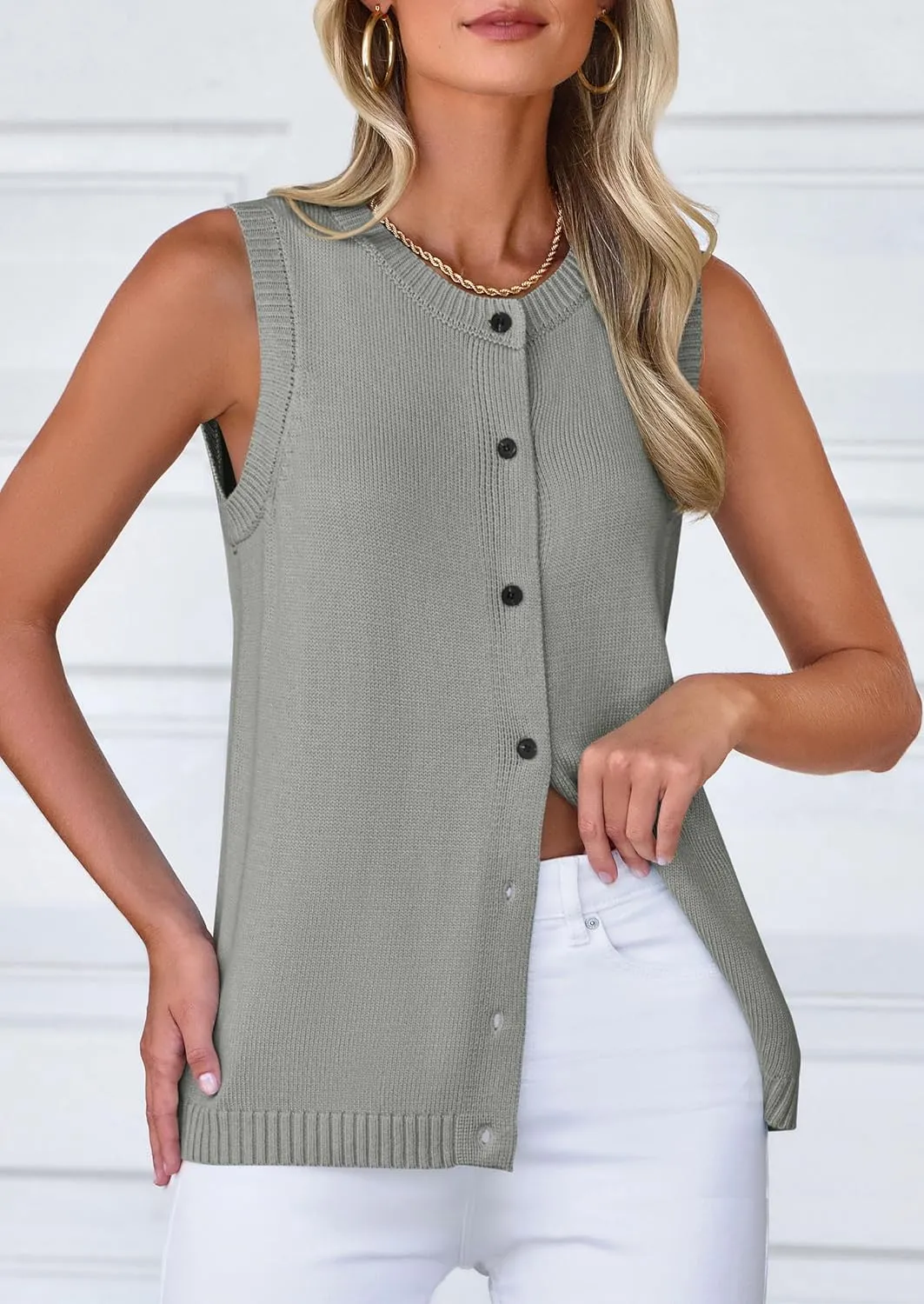 PRETTYGARDEN Sweater Vest Women 2025 Spring Summer Casual Lightweight Knit Sleeveless Button Down Tank Tops Trendy Clothes