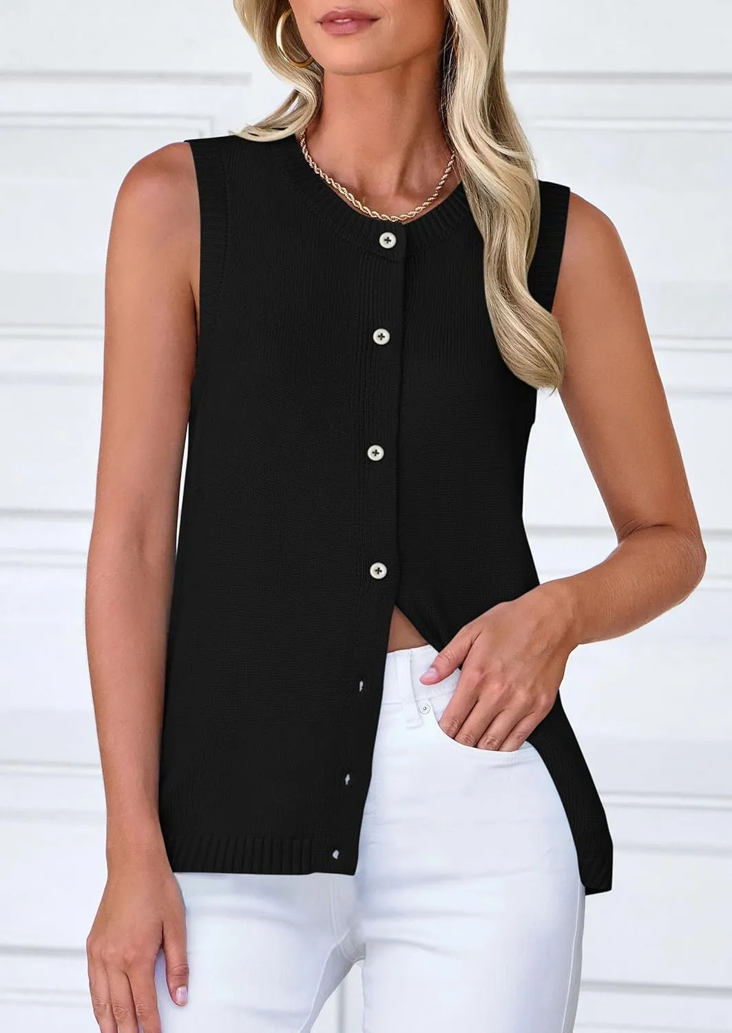 PRETTYGARDEN Sweater Vest Women 2025 Spring Summer Casual Lightweight Knit Sleeveless Button Down Tank Tops Trendy Clothes