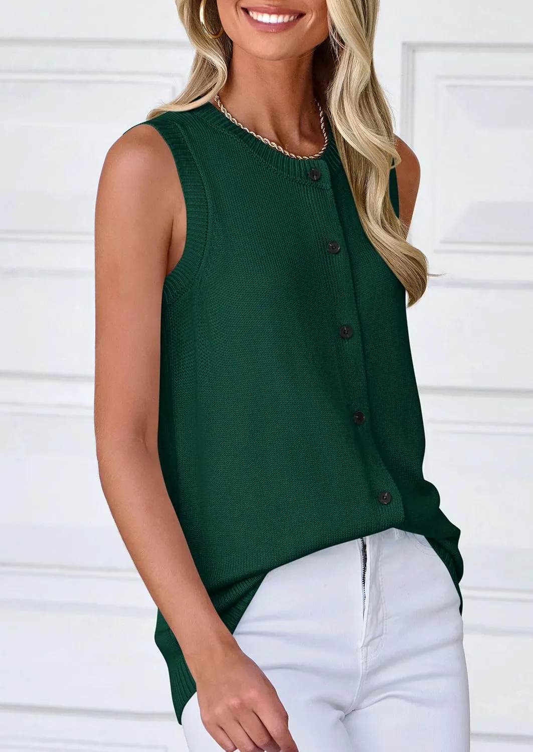 PRETTYGARDEN Sweater Vest Women 2025 Spring Summer Casual Lightweight Knit Sleeveless Button Down Tank Tops Trendy Clothes