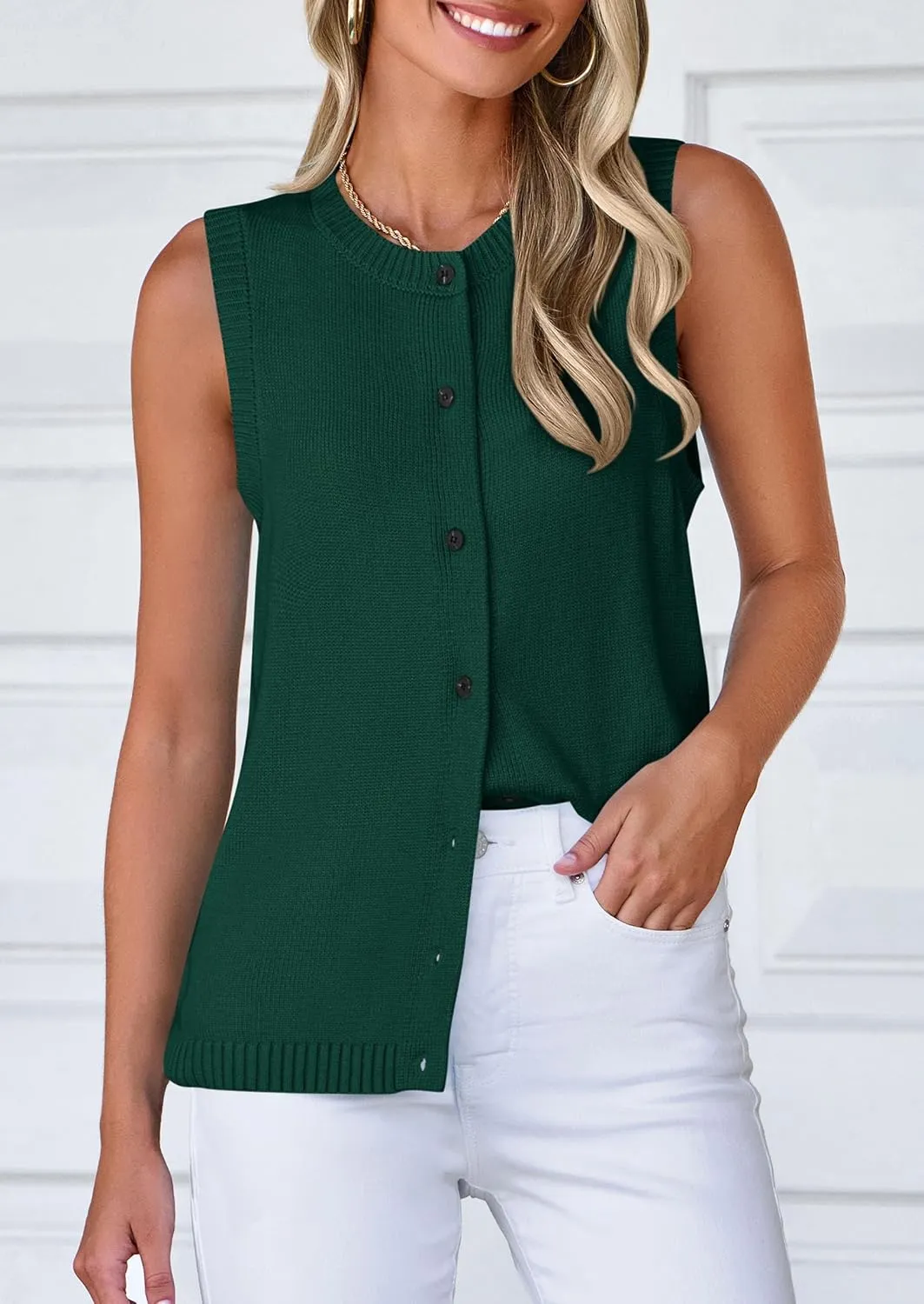 PRETTYGARDEN Sweater Vest Women 2025 Spring Summer Casual Lightweight Knit Sleeveless Button Down Tank Tops Trendy Clothes