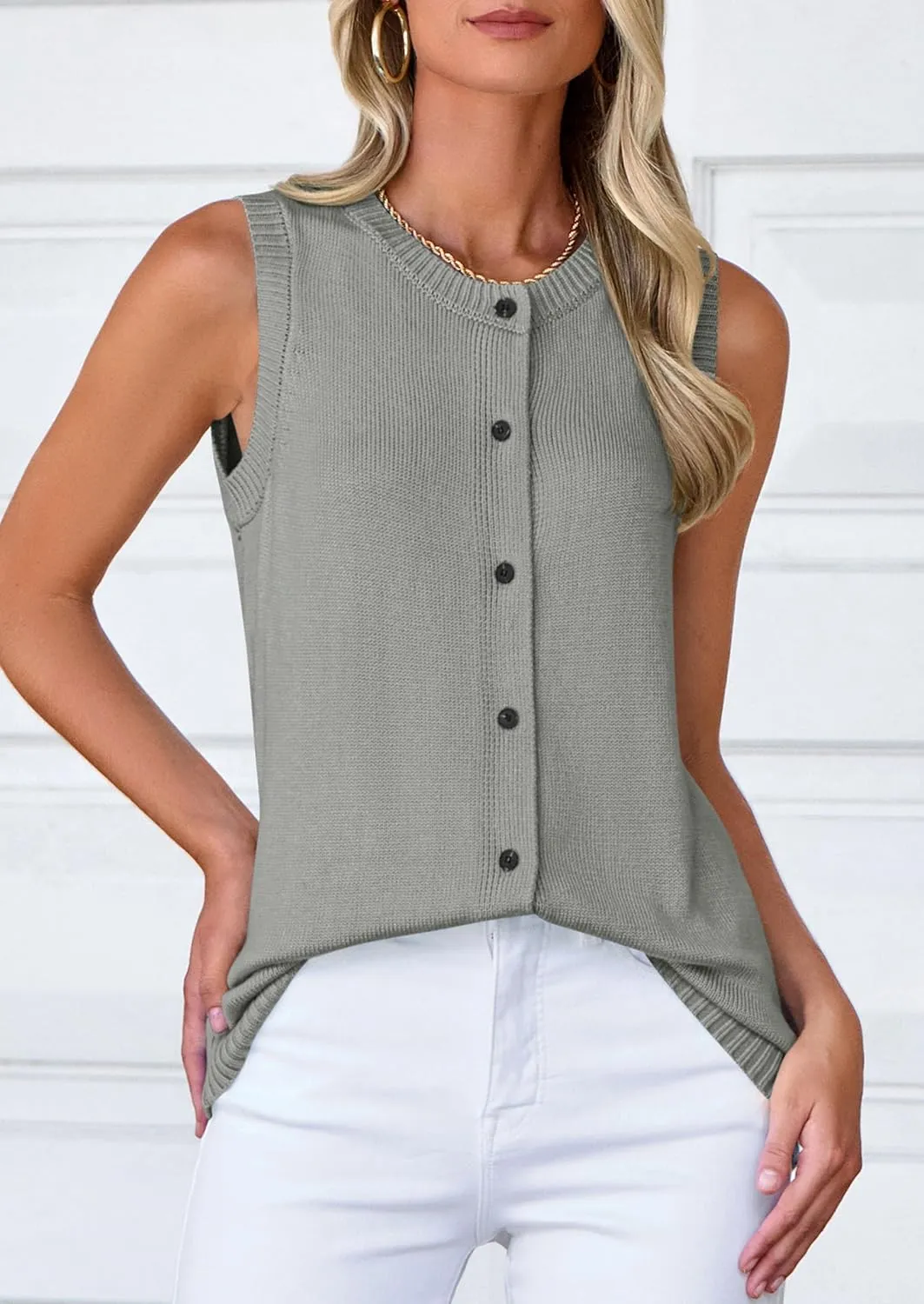 PRETTYGARDEN Sweater Vest Women 2025 Spring Summer Casual Lightweight Knit Sleeveless Button Down Tank Tops Trendy Clothes