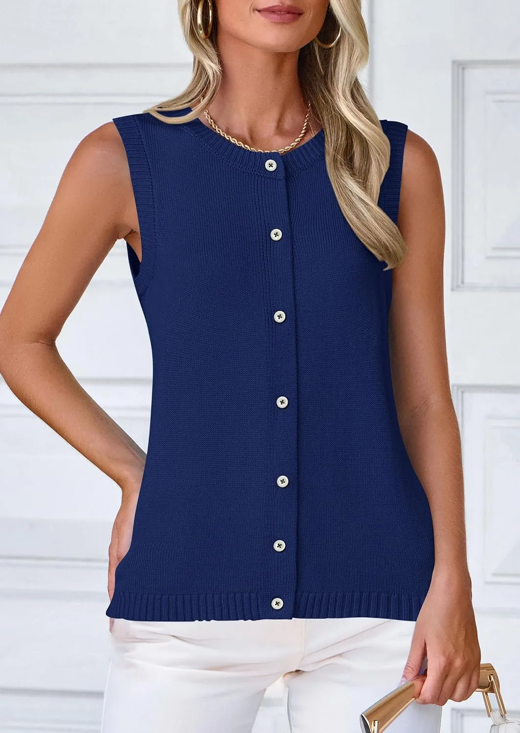 PRETTYGARDEN Sweater Vest Women 2025 Spring Summer Casual Lightweight Knit Sleeveless Button Down Tank Tops Trendy Clothes