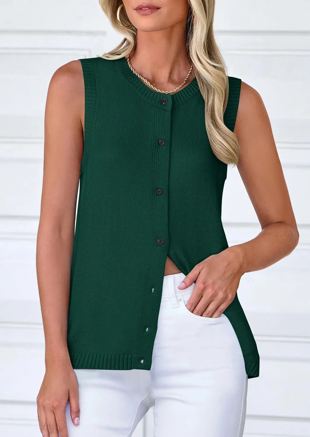 PRETTYGARDEN Sweater Vest Women 2025 Spring Summer Casual Lightweight Knit Sleeveless Button Down Tank Tops Trendy Clothes