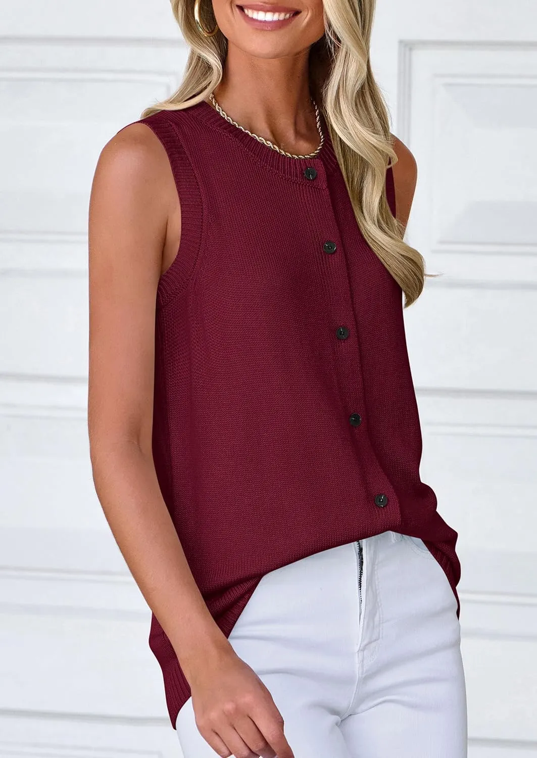 PRETTYGARDEN Sweater Vest Women 2025 Spring Summer Casual Lightweight Knit Sleeveless Button Down Tank Tops Trendy Clothes