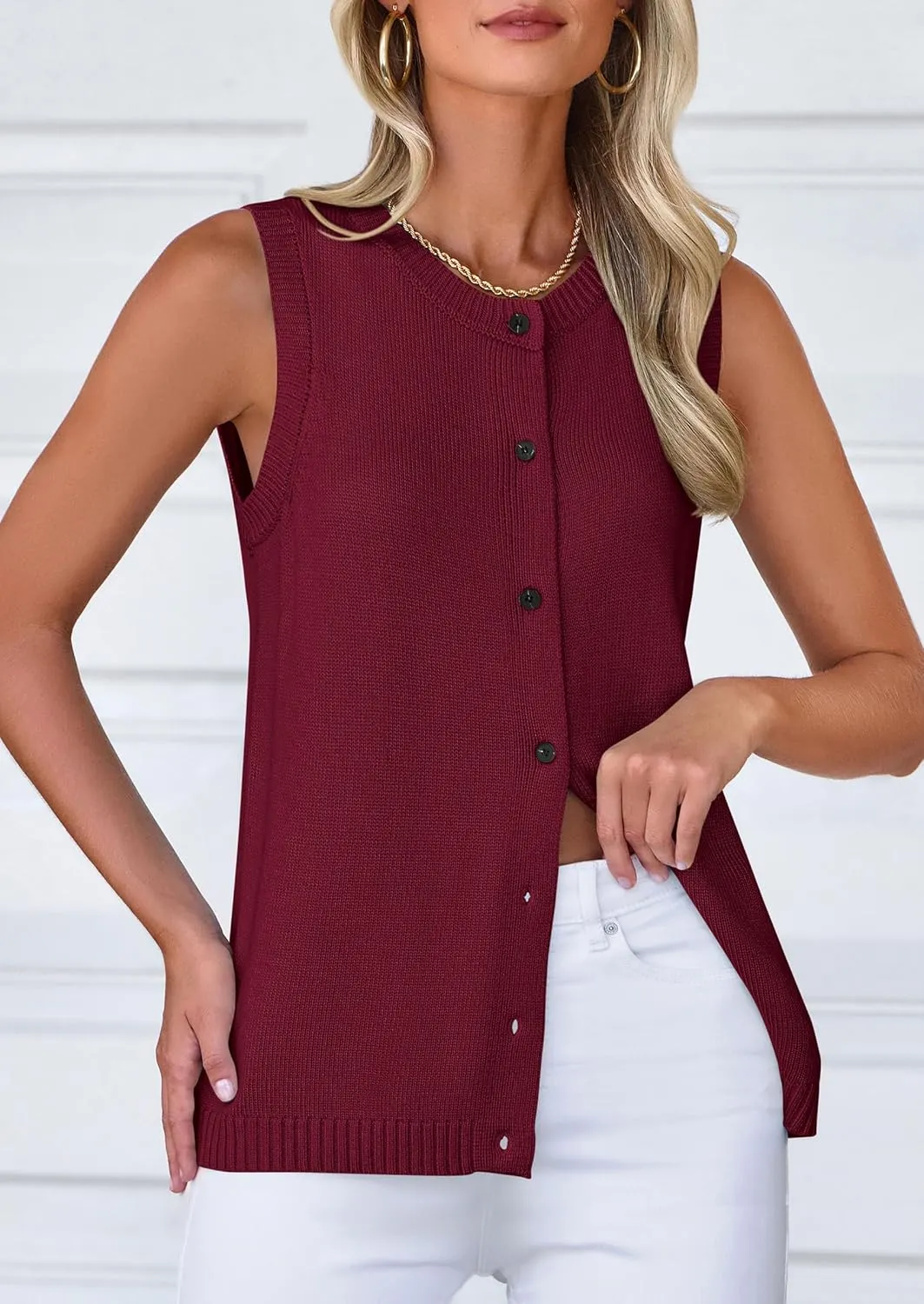 PRETTYGARDEN Sweater Vest Women 2025 Spring Summer Casual Lightweight Knit Sleeveless Button Down Tank Tops Trendy Clothes