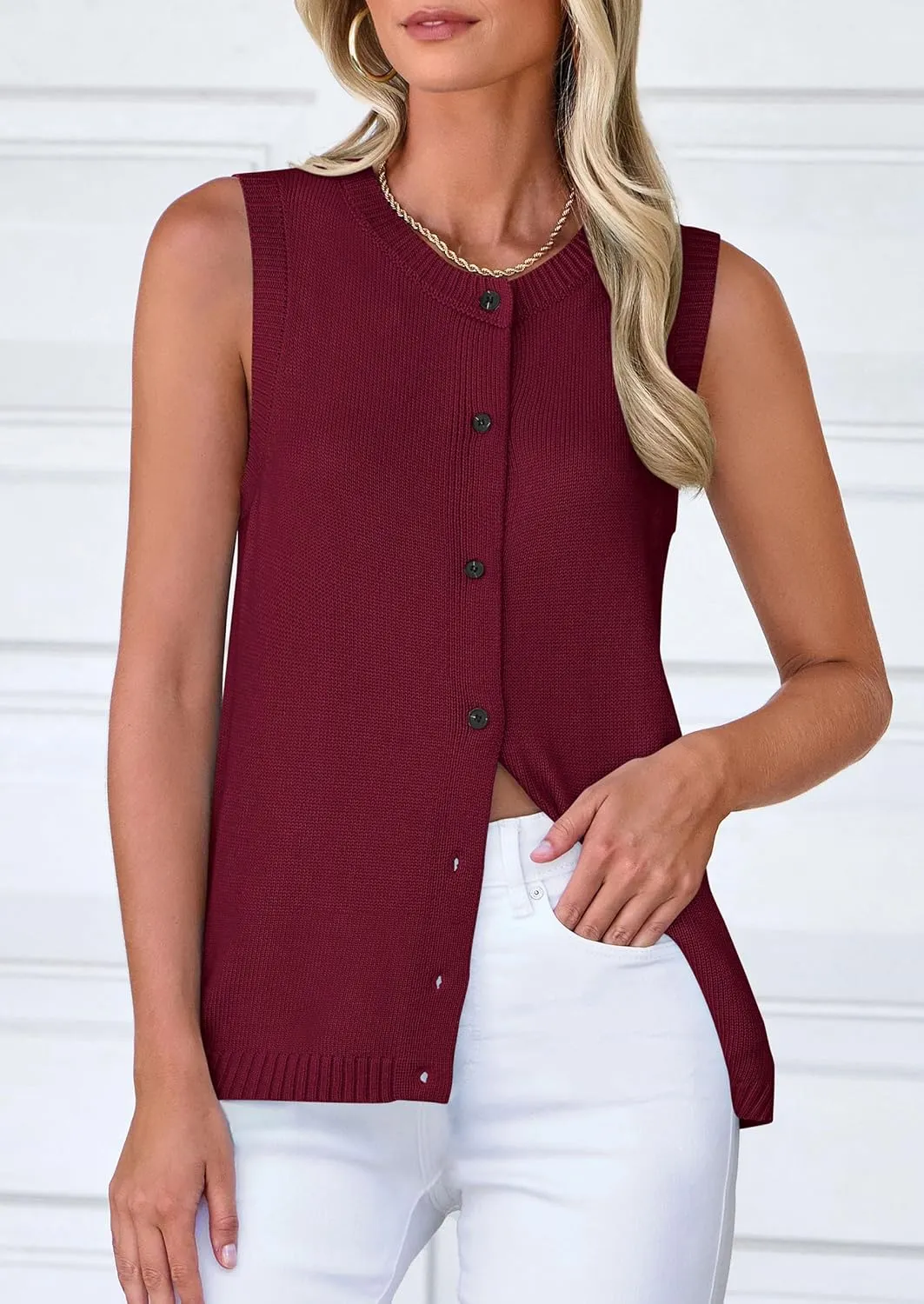 PRETTYGARDEN Sweater Vest Women 2025 Spring Summer Casual Lightweight Knit Sleeveless Button Down Tank Tops Trendy Clothes