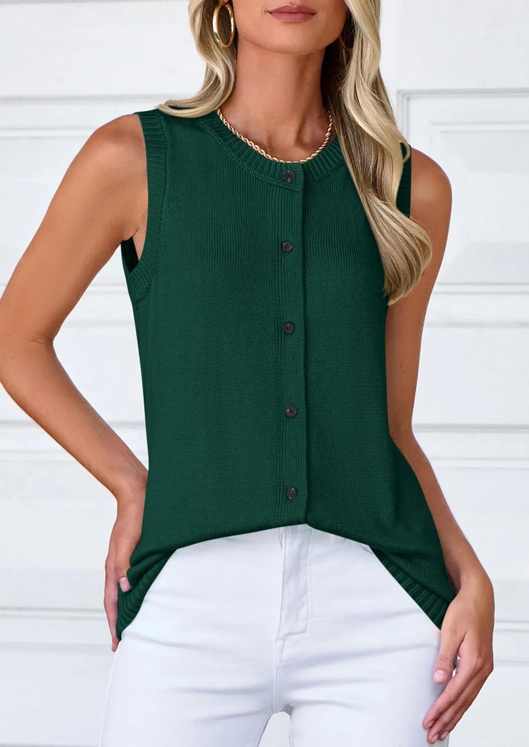 PRETTYGARDEN Sweater Vest Women 2025 Spring Summer Casual Lightweight Knit Sleeveless Button Down Tank Tops Trendy Clothes