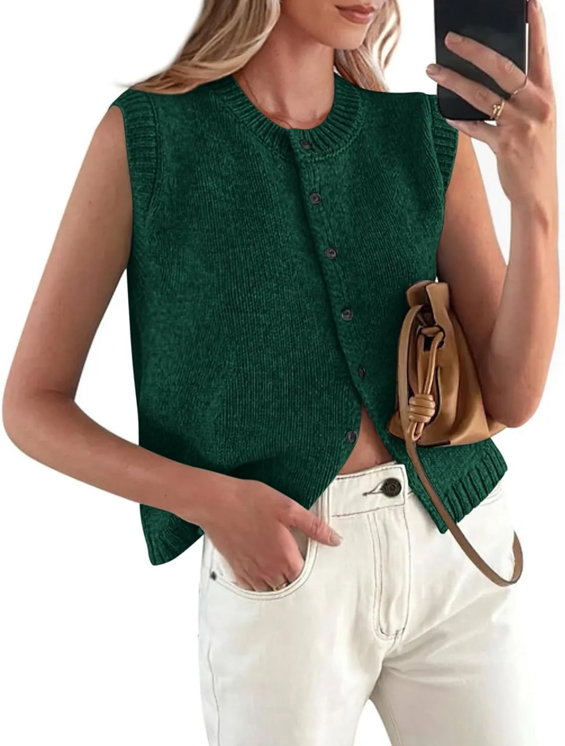 PRETTYGARDEN Sweater Vest Women 2025 Spring Summer Casual Lightweight Knit Sleeveless Button Down Tank Tops Trendy Clothes
