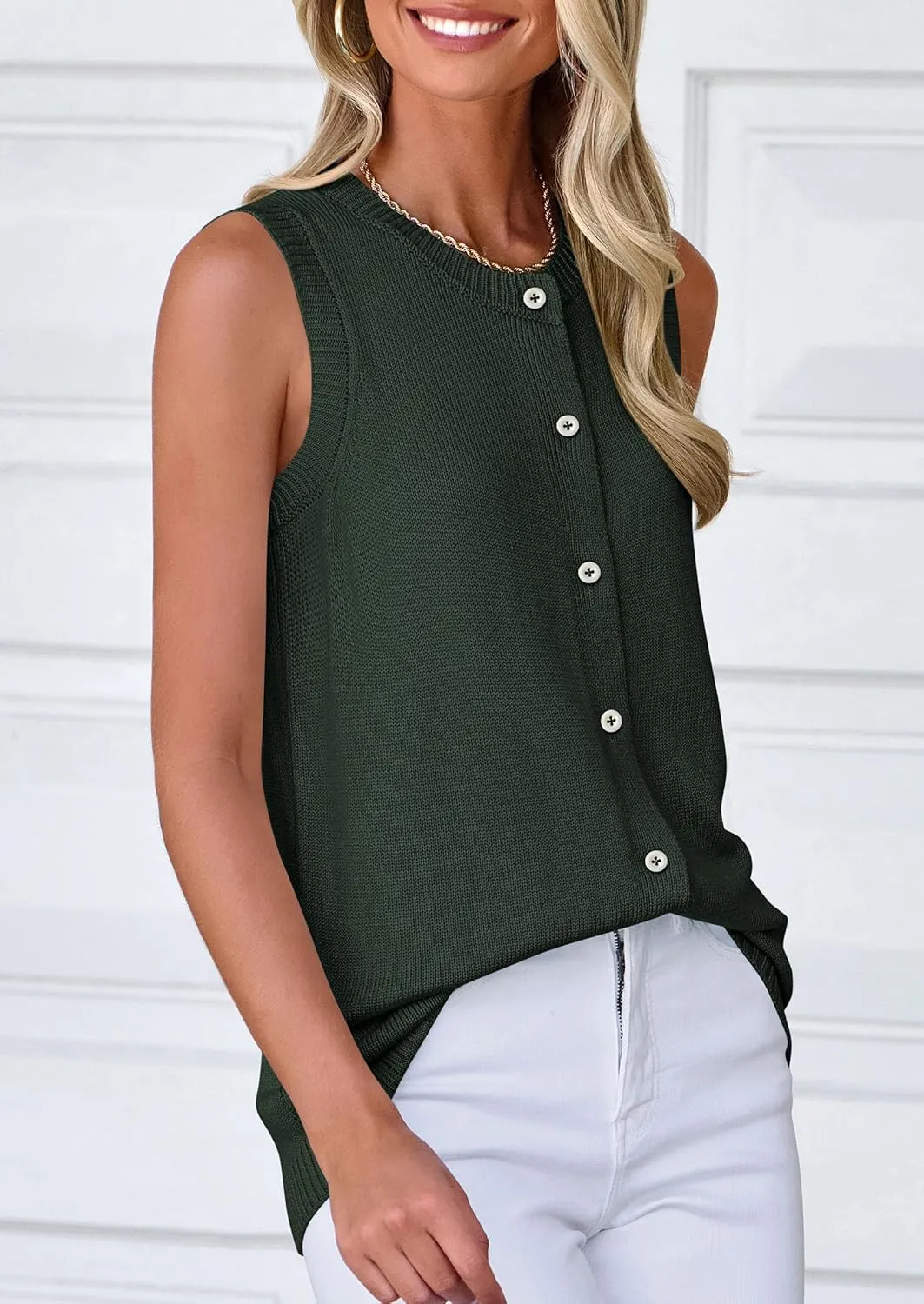 PRETTYGARDEN Sweater Vest Women 2025 Spring Summer Casual Lightweight Knit Sleeveless Button Down Tank Tops Trendy Clothes