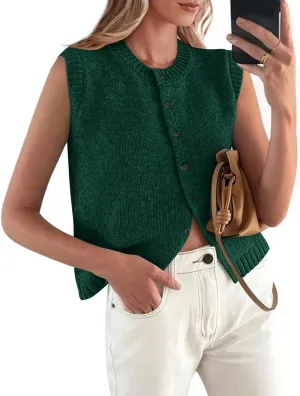 PRETTYGARDEN Sweater Vest Women 2025 Spring Summer Casual Lightweight Knit Sleeveless Button Down Tank Tops Trendy Clothes