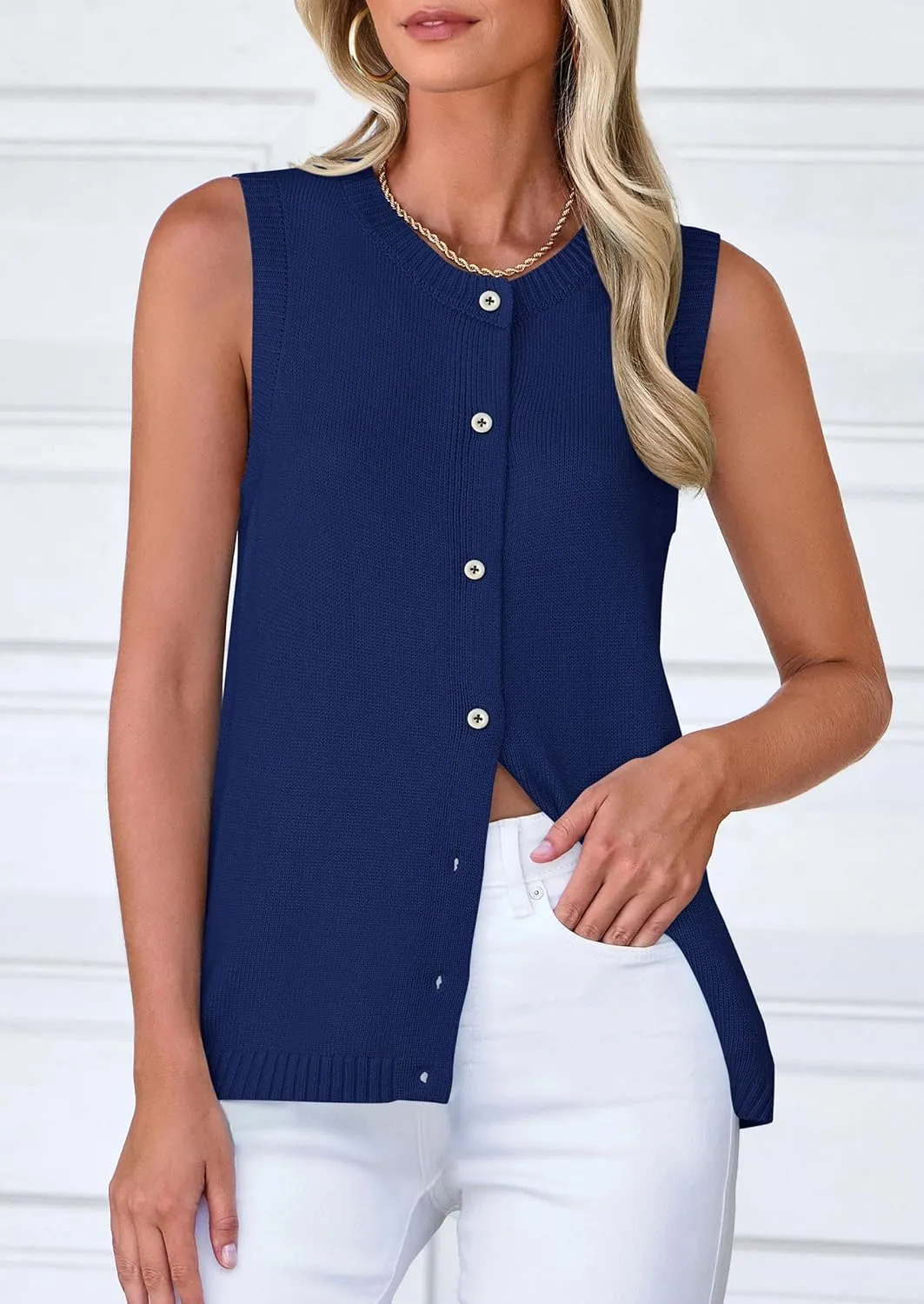 PRETTYGARDEN Sweater Vest Women 2025 Spring Summer Casual Lightweight Knit Sleeveless Button Down Tank Tops Trendy Clothes