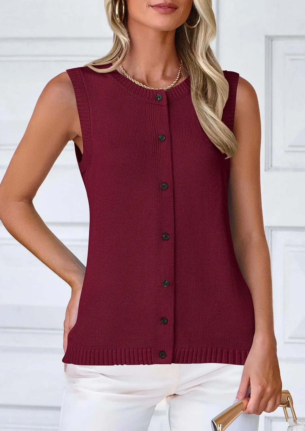 PRETTYGARDEN Sweater Vest Women 2025 Spring Summer Casual Lightweight Knit Sleeveless Button Down Tank Tops Trendy Clothes