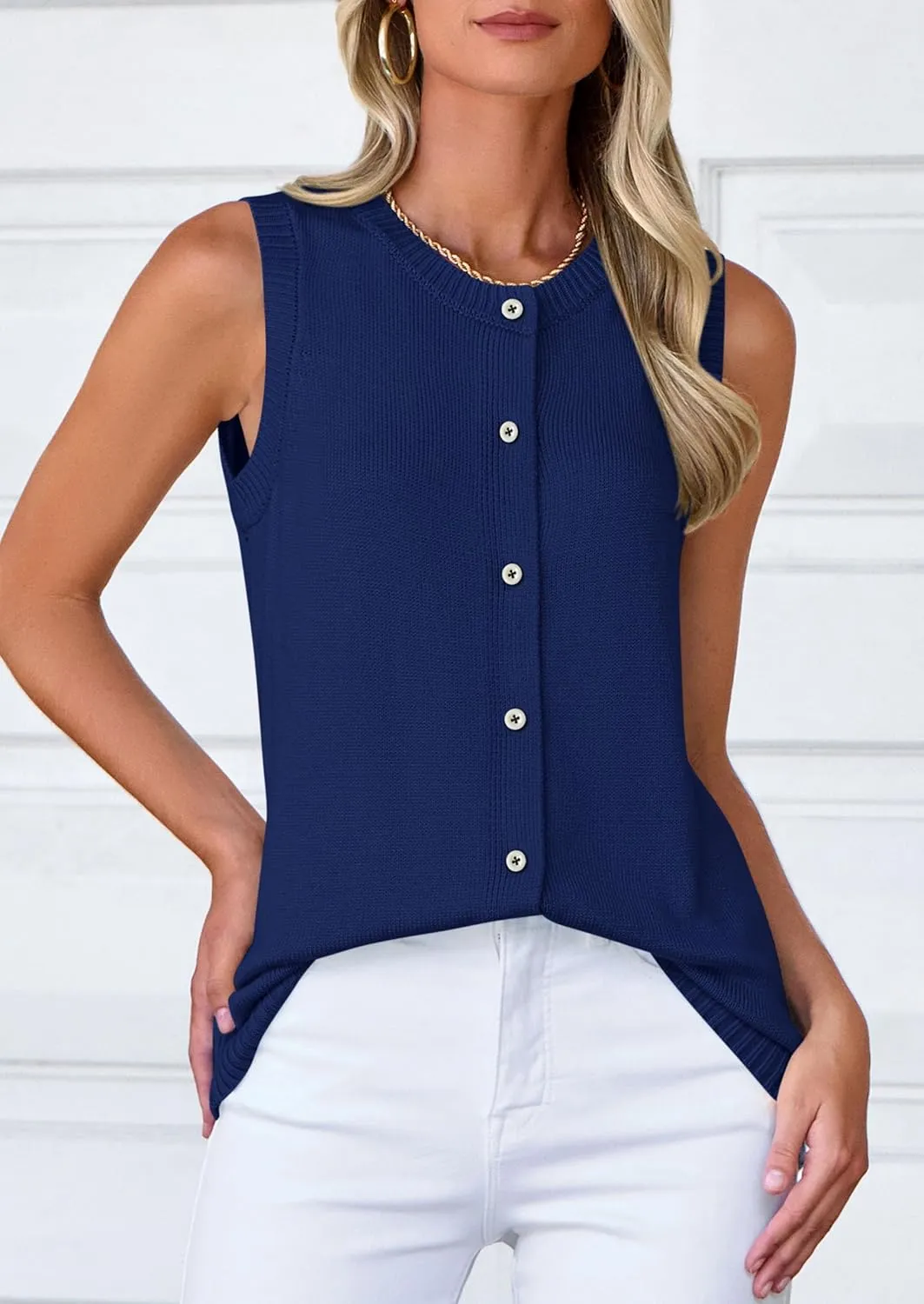 PRETTYGARDEN Sweater Vest Women 2025 Spring Summer Casual Lightweight Knit Sleeveless Button Down Tank Tops Trendy Clothes