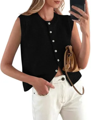 PRETTYGARDEN Sweater Vest Women 2025 Spring Summer Casual Lightweight Knit Sleeveless Button Down Tank Tops Trendy Clothes