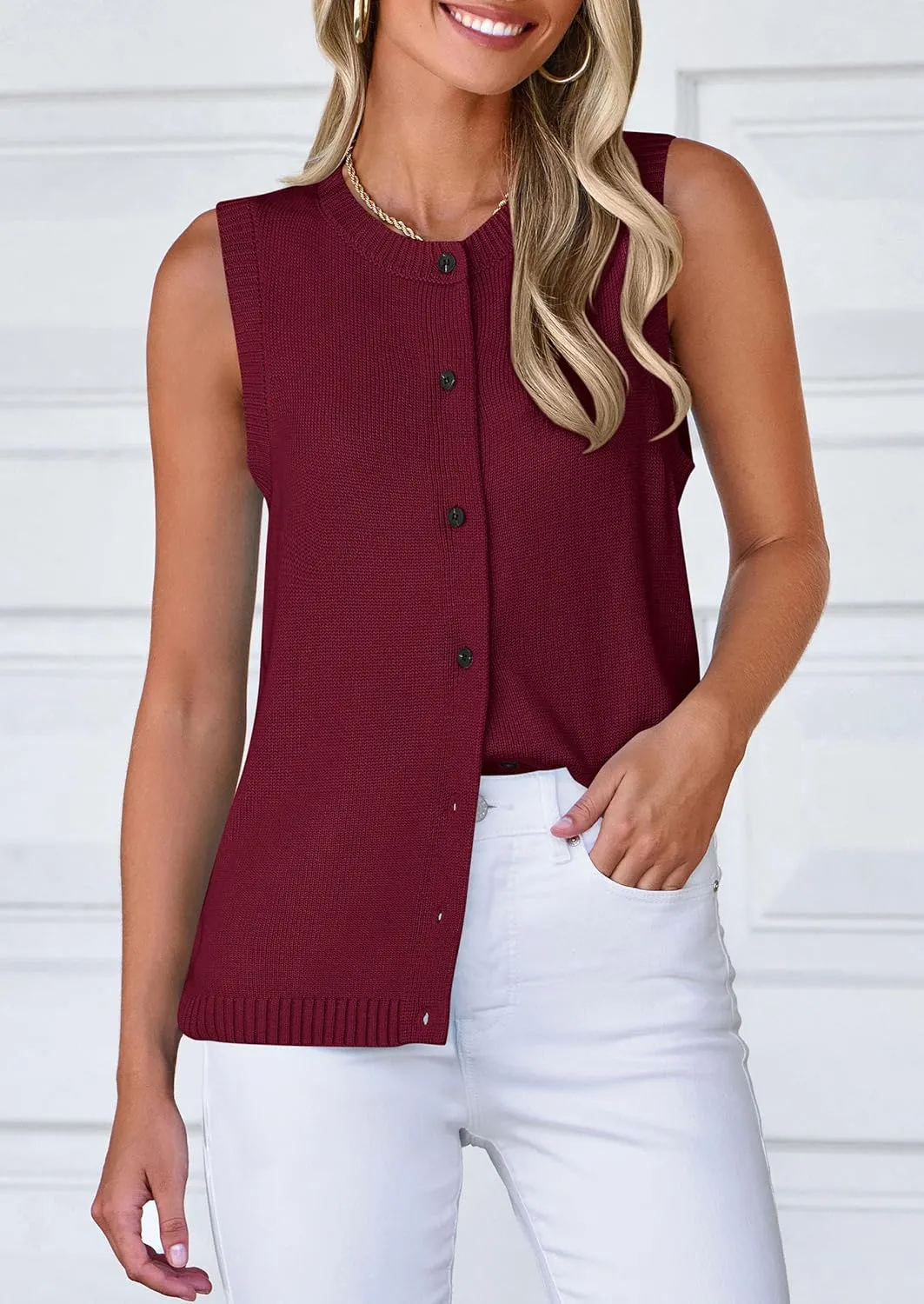 PRETTYGARDEN Sweater Vest Women 2025 Spring Summer Casual Lightweight Knit Sleeveless Button Down Tank Tops Trendy Clothes