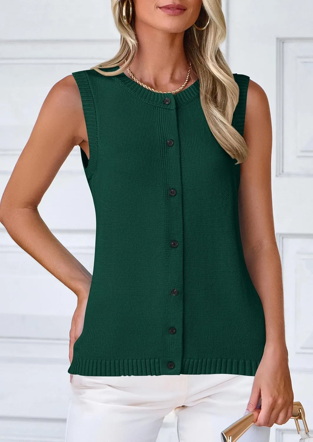 PRETTYGARDEN Sweater Vest Women 2025 Spring Summer Casual Lightweight Knit Sleeveless Button Down Tank Tops Trendy Clothes