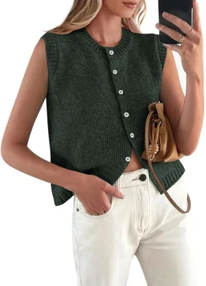 PRETTYGARDEN Sweater Vest Women 2025 Spring Summer Casual Lightweight Knit Sleeveless Button Down Tank Tops Trendy Clothes