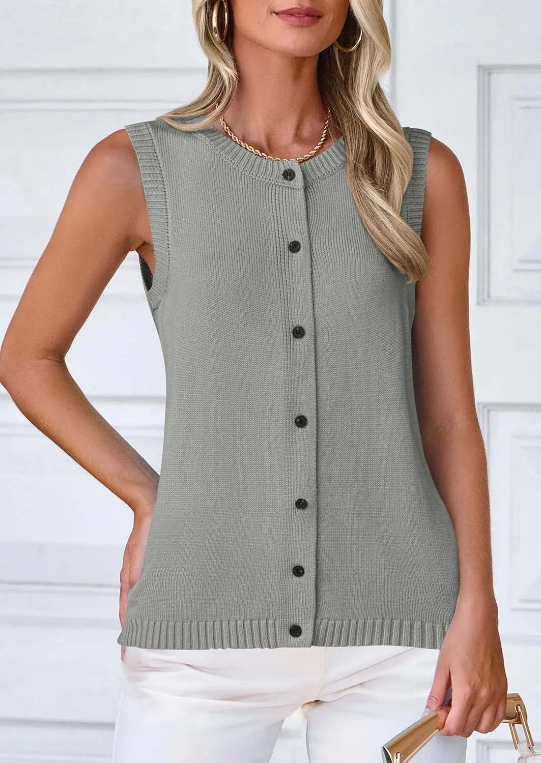 PRETTYGARDEN Sweater Vest Women 2025 Spring Summer Casual Lightweight Knit Sleeveless Button Down Tank Tops Trendy Clothes