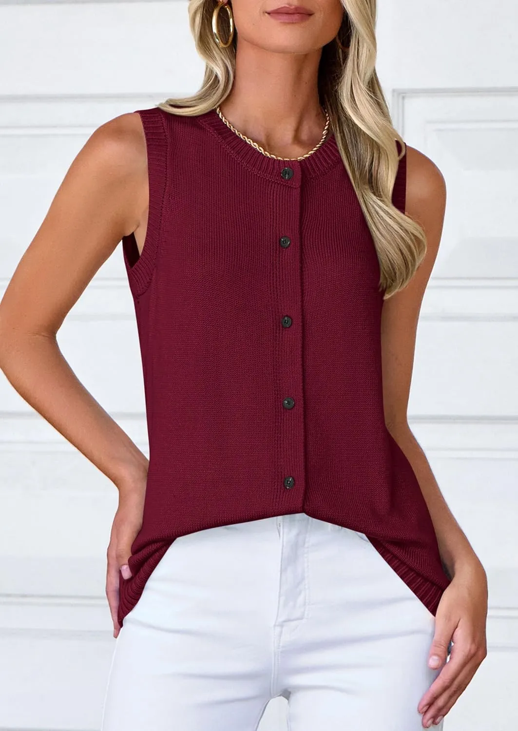 PRETTYGARDEN Sweater Vest Women 2025 Spring Summer Casual Lightweight Knit Sleeveless Button Down Tank Tops Trendy Clothes