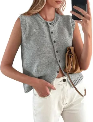 PRETTYGARDEN Sweater Vest Women 2025 Spring Summer Casual Lightweight Knit Sleeveless Button Down Tank Tops Trendy Clothes