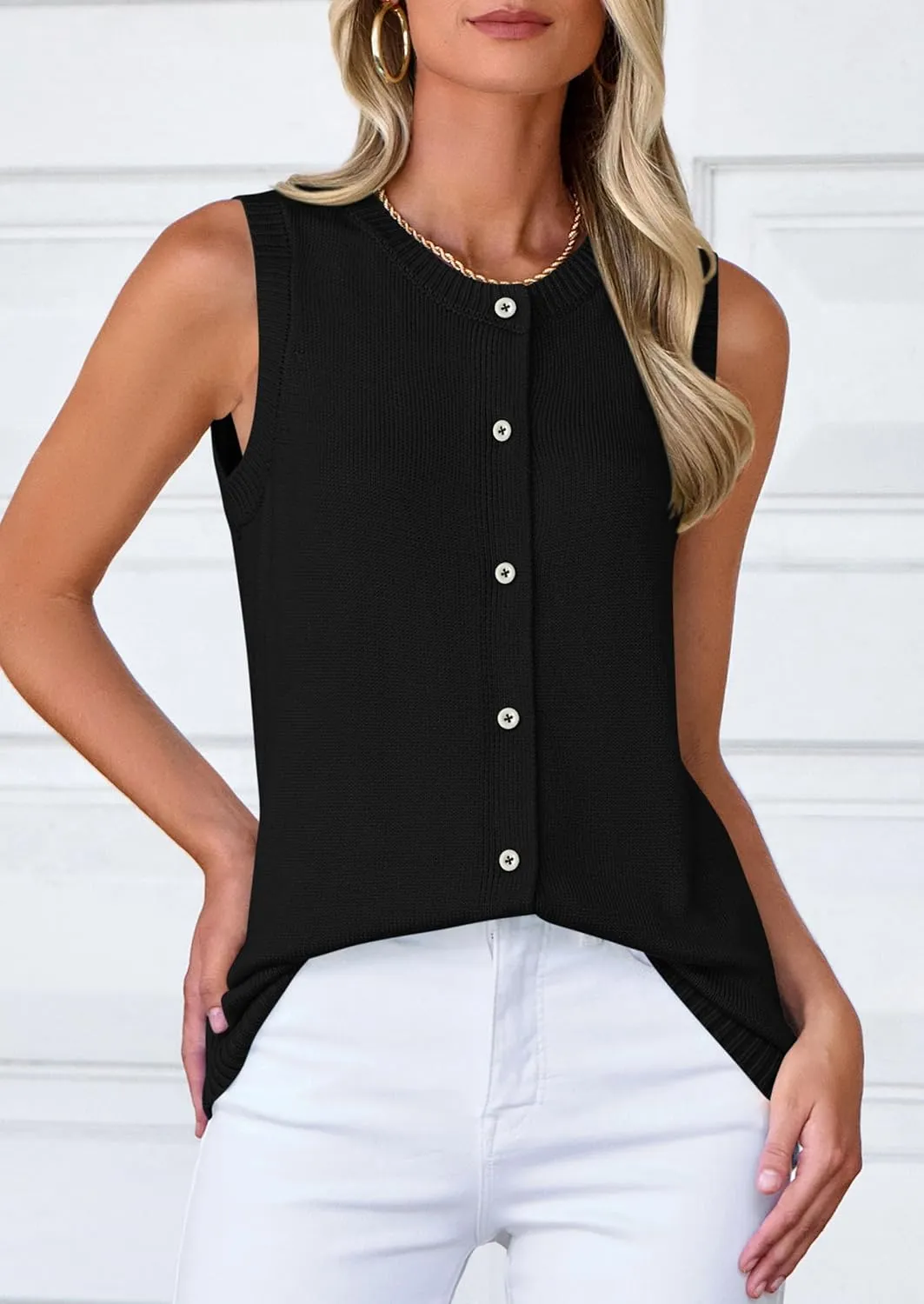 PRETTYGARDEN Sweater Vest Women 2025 Spring Summer Casual Lightweight Knit Sleeveless Button Down Tank Tops Trendy Clothes