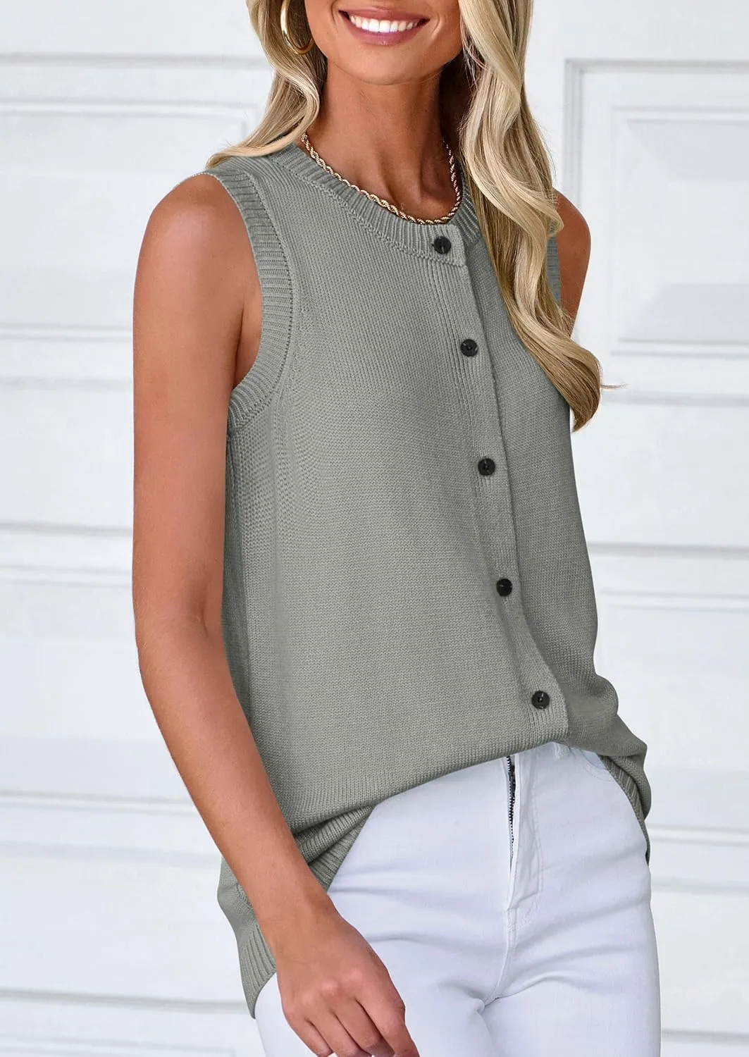 PRETTYGARDEN Sweater Vest Women 2025 Spring Summer Casual Lightweight Knit Sleeveless Button Down Tank Tops Trendy Clothes