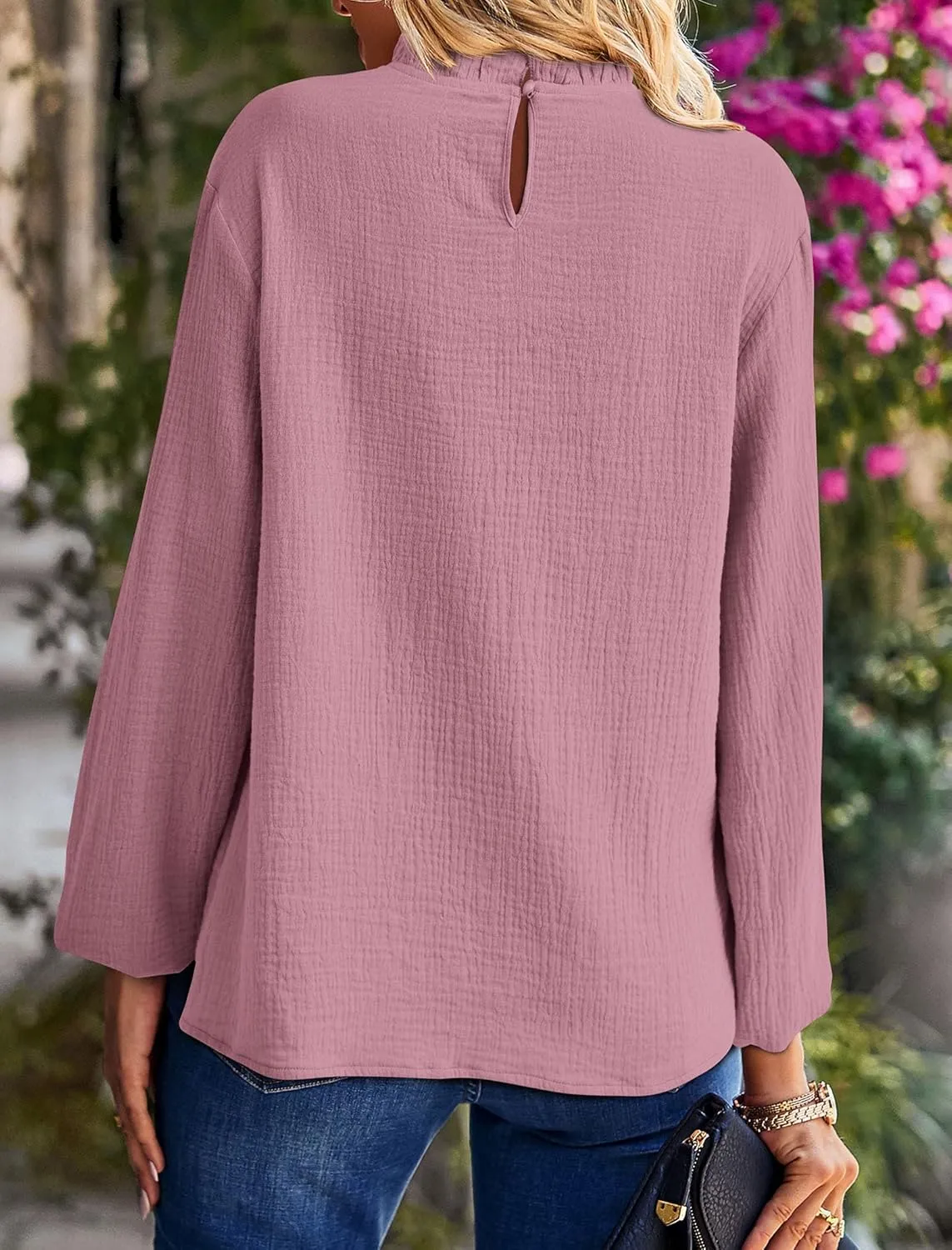 PRETTYGARDEN Women's Fall Fashion Blouse Dressy Casual Long Sleeve Crewneck Ruffle Loose Pullover Tops Shirt