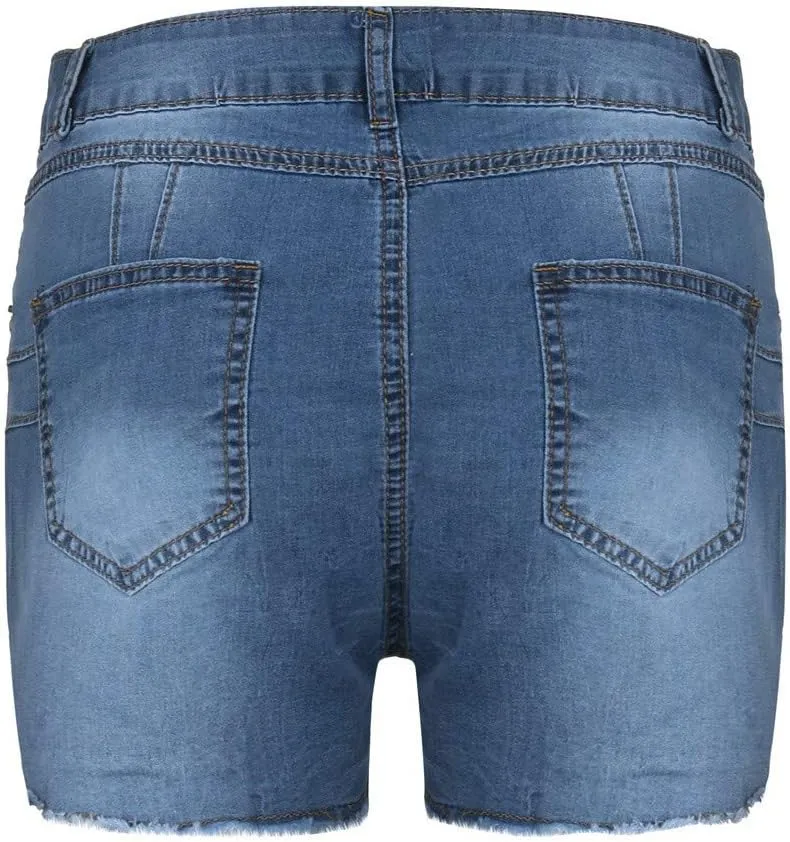 Ripped Jean Shorts for Women High Waisted Stretchy Plus Size Denim Distressed Jeans Sports Ripped Shorts