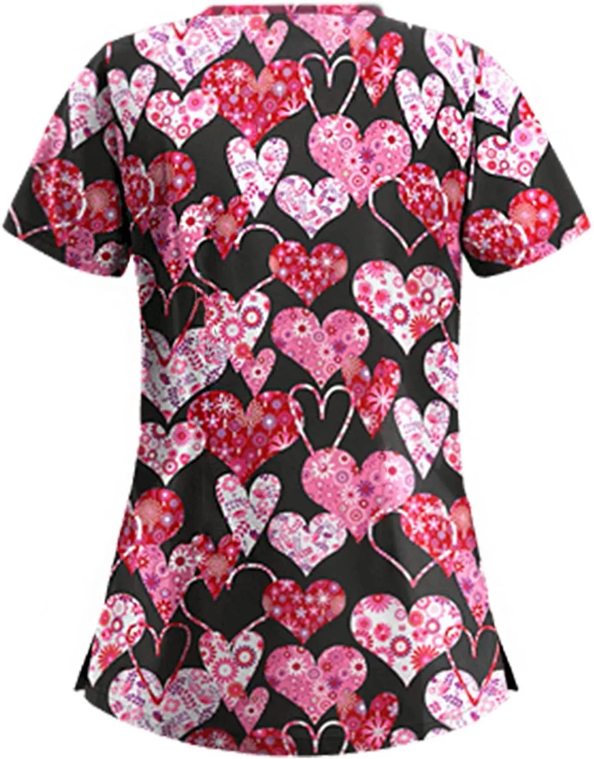 Scrub Tops Women,Women V Neck Nurse Uniforms Plus Size Cute Scrubs Floral Print Gifts Tops with Pockets