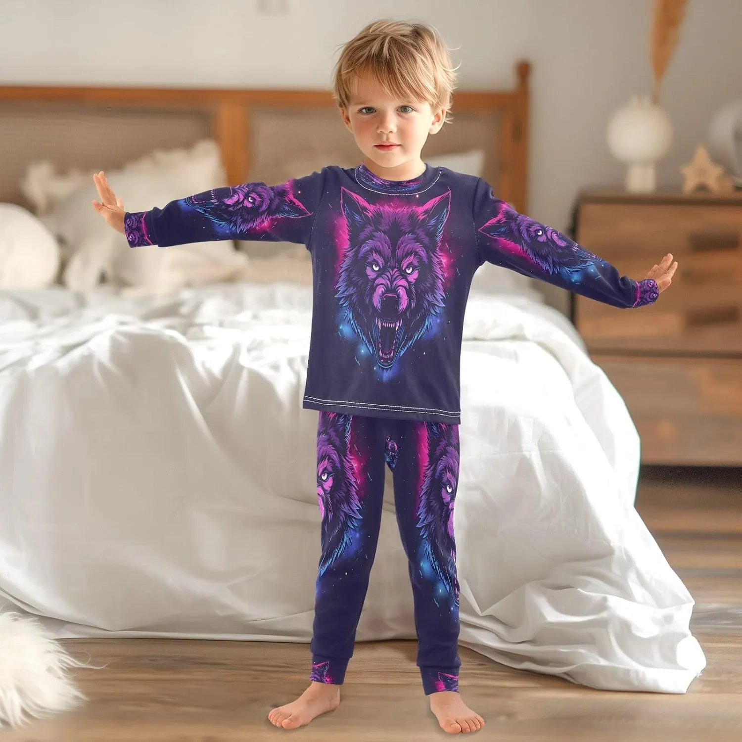 senya Pajama Sets Long Sleeve Top and Pants Sleepwear Branches Sloth for 2-8 Years Old