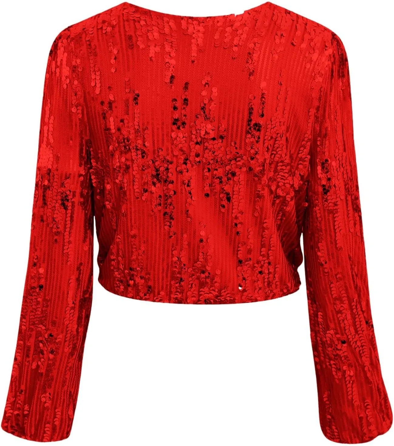 Sequin Tops for Women Pleated Shirt Slim and Sexy Long Sleeve V Neck Women Tee Shirt Crewneck Loose Fit Tops Glitter