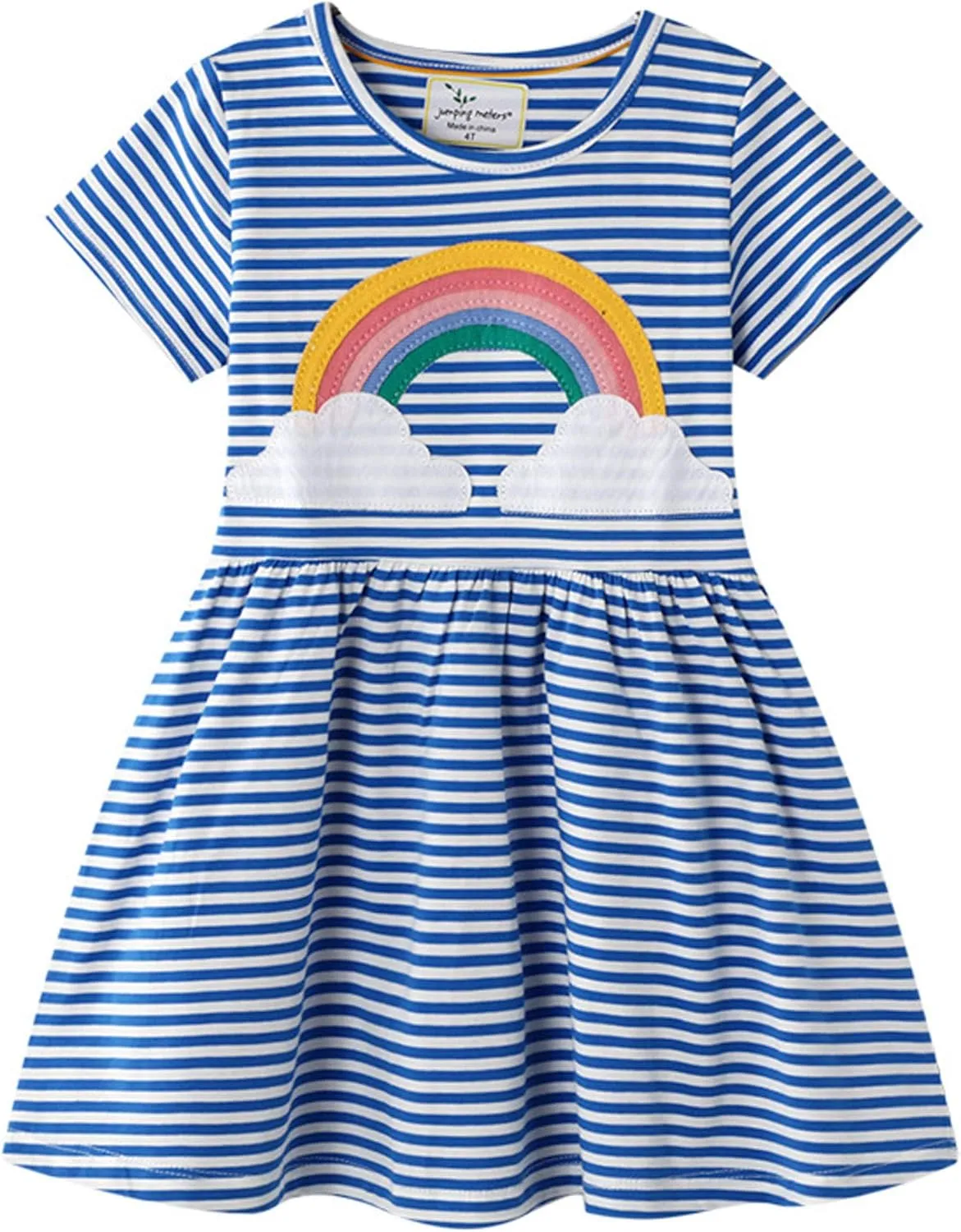 SHOOYING Girls Dresses Cartoon Dress Casual Cotton Cute Tshirt Dresses 2-8 Years