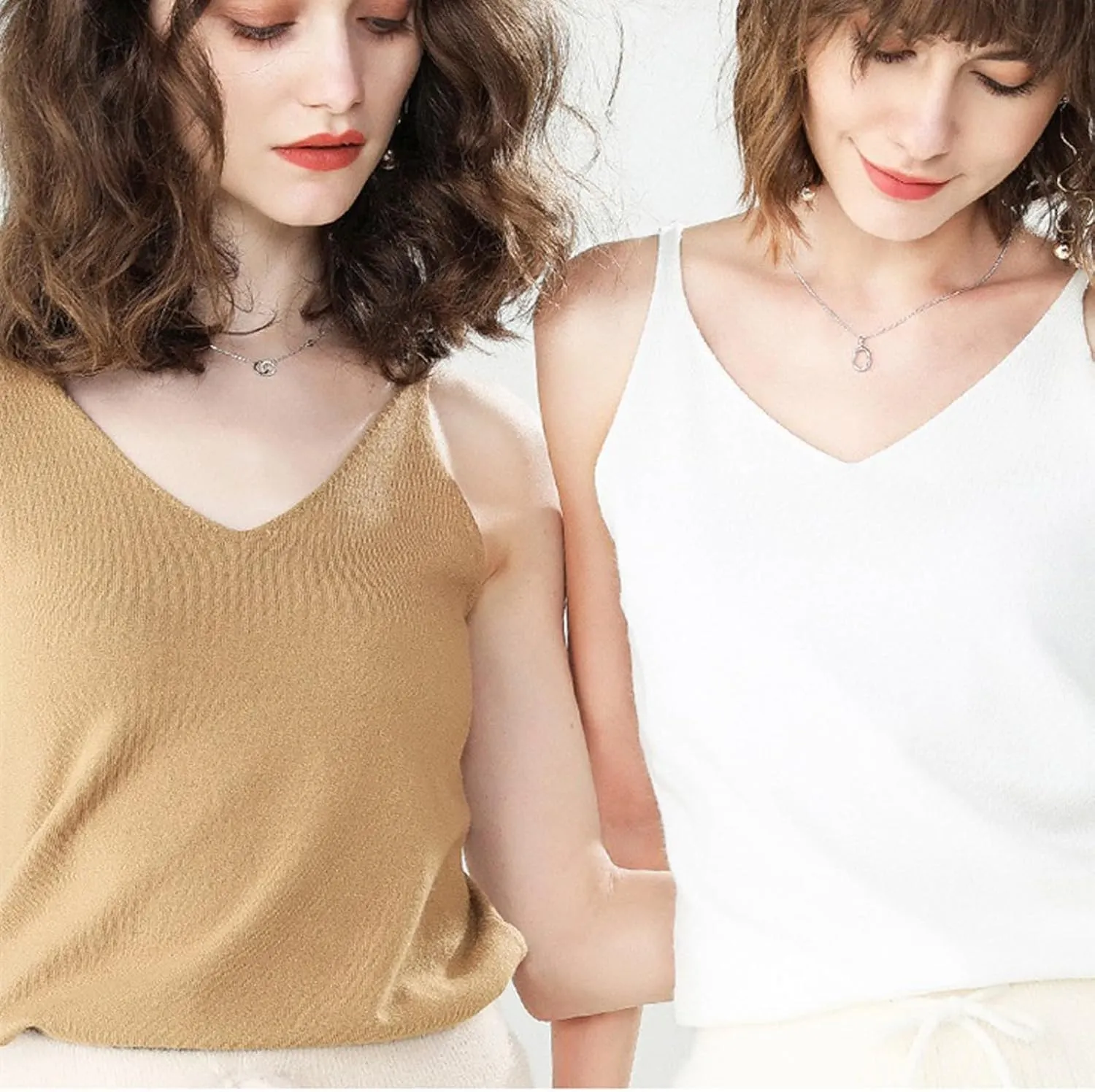 Spaghetti Strap Tank Top Women Sleeveless Casual Gym Cami Crops Summer Solid V Neck Soft Knitted Camisole