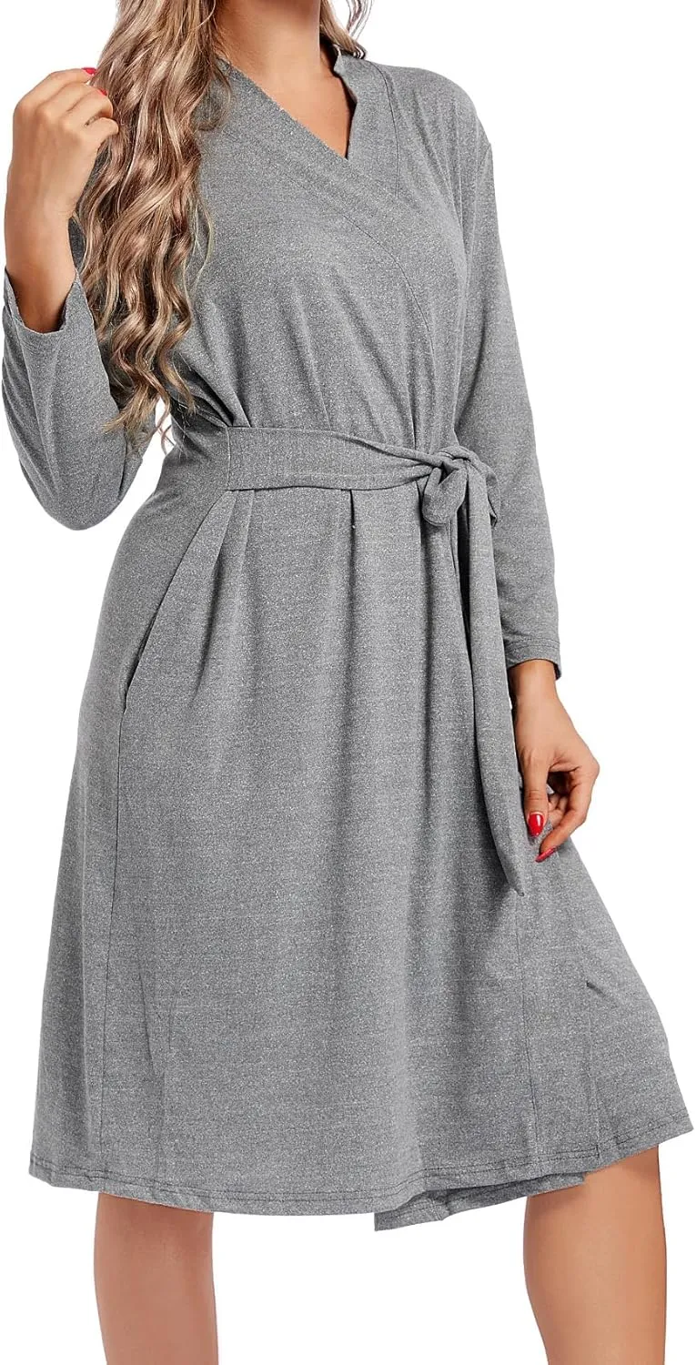 SUFEINI Maternity Mommy Robes with Matching Swaddle Blanket Set, Maternity Mommy Postpartum Bathrobe Sleepwear