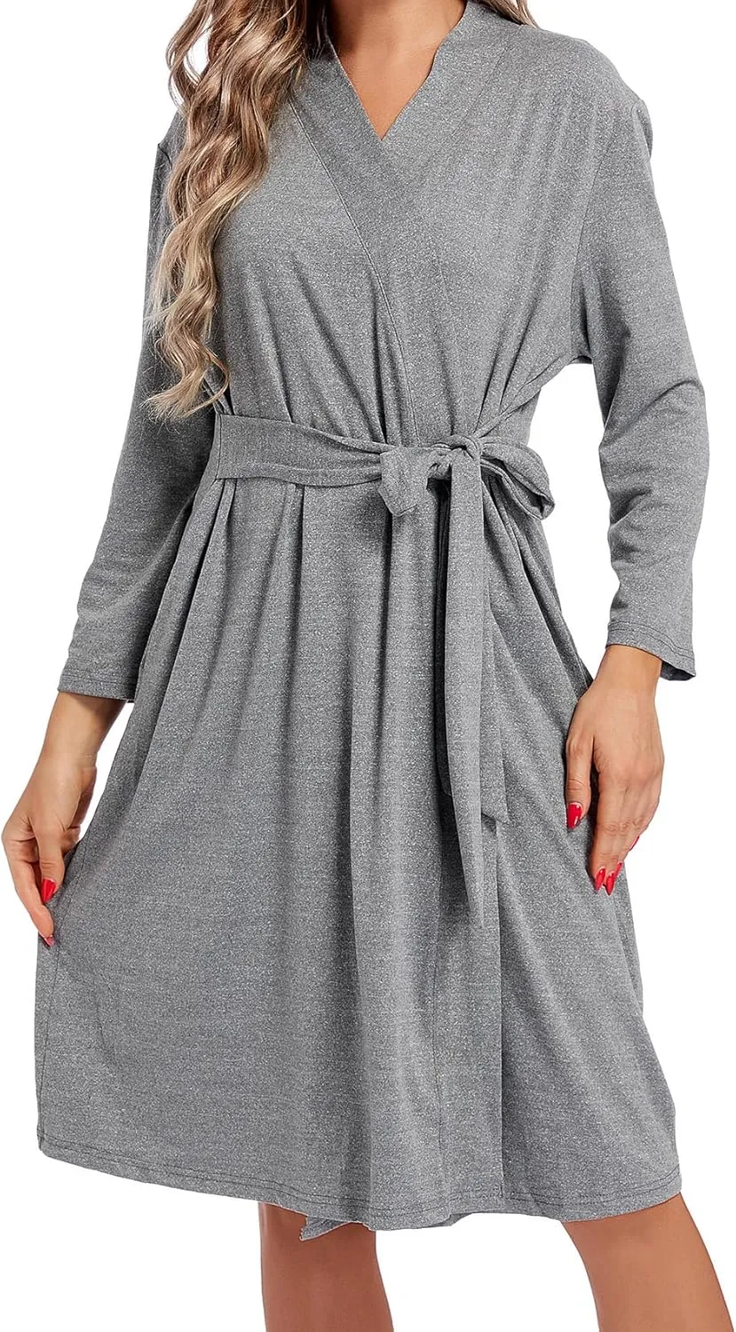 SUFEINI Maternity Mommy Robes with Matching Swaddle Blanket Set, Maternity Mommy Postpartum Bathrobe Sleepwear
