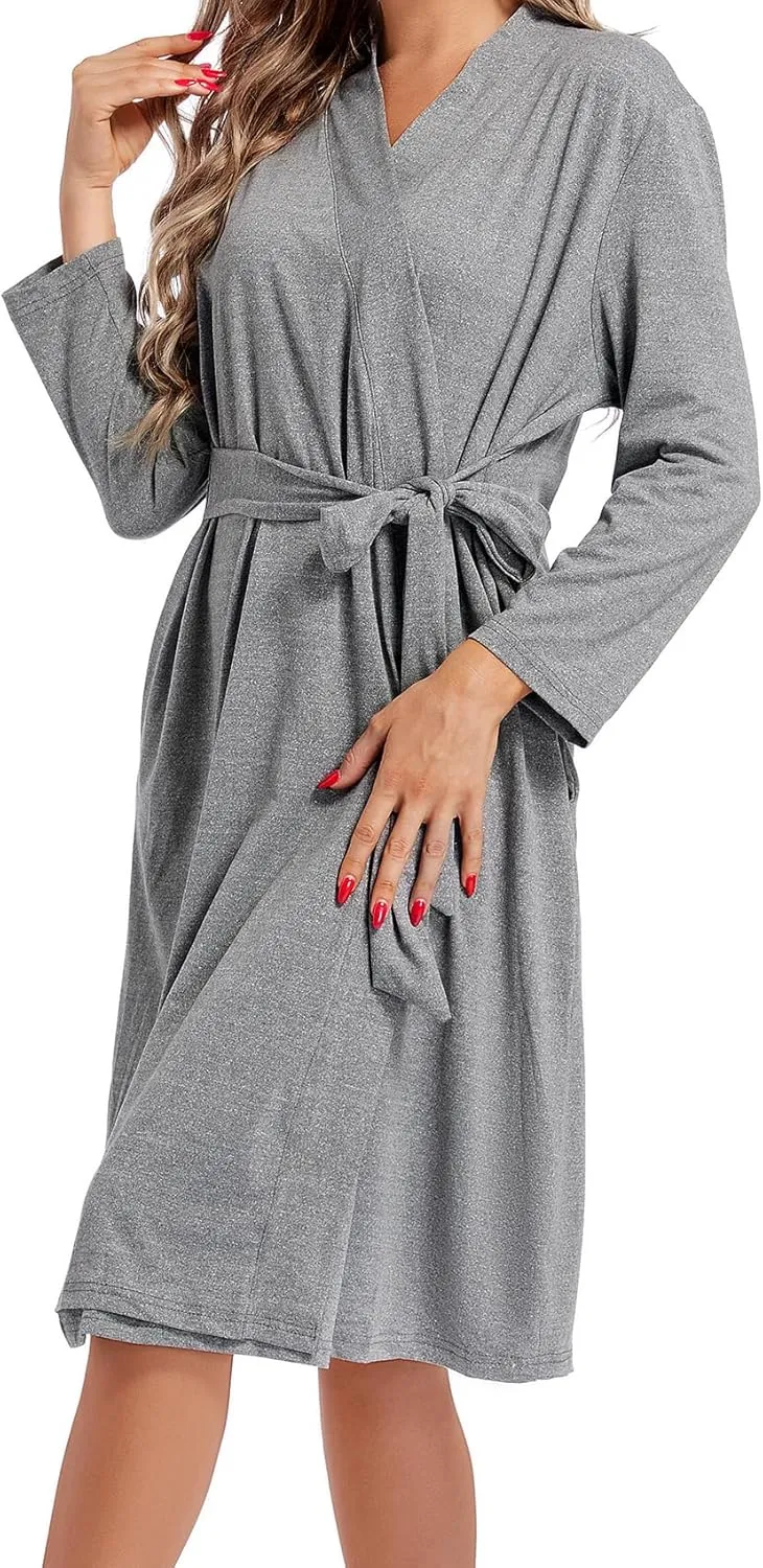 SUFEINI Maternity Mommy Robes with Matching Swaddle Blanket Set, Maternity Mommy Postpartum Bathrobe Sleepwear