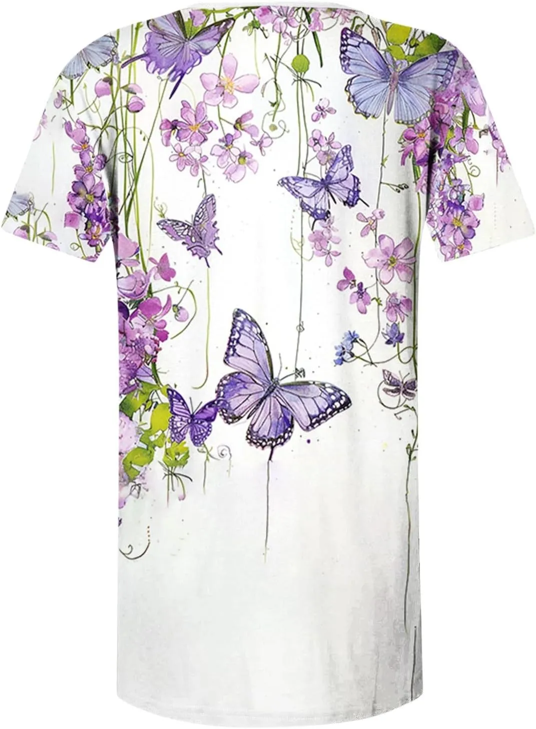 Summer 2025 Womens Short Sleeve Tops Casual Summer V Neck Floral Tunics Flowy Blouses Henley Shirts