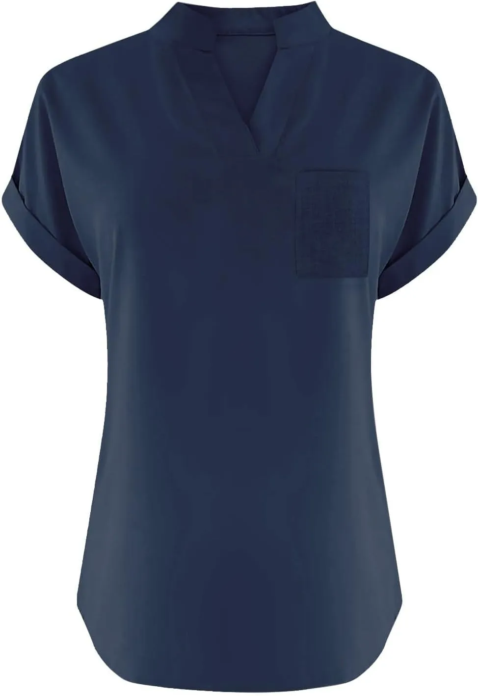 Summer Linen Shirts for Women 2025 Casual Short Sleeve Solid T-Shirts Trendy Loose Fit V-Neck Tops with Pocket