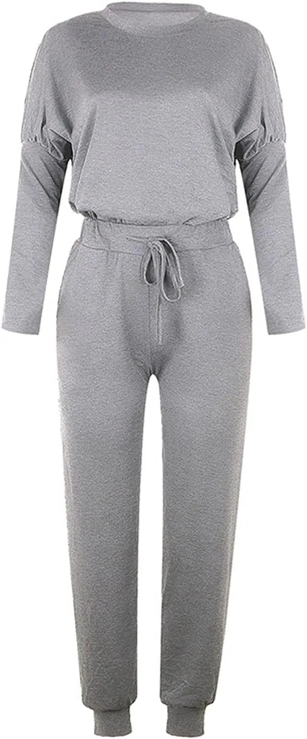 Sweatsuits Women 2 Piece Outfit Crewneck Long Sleeve Track Suits Workout Drawstring Jogger Sets 2024 Fall Lounge Sets