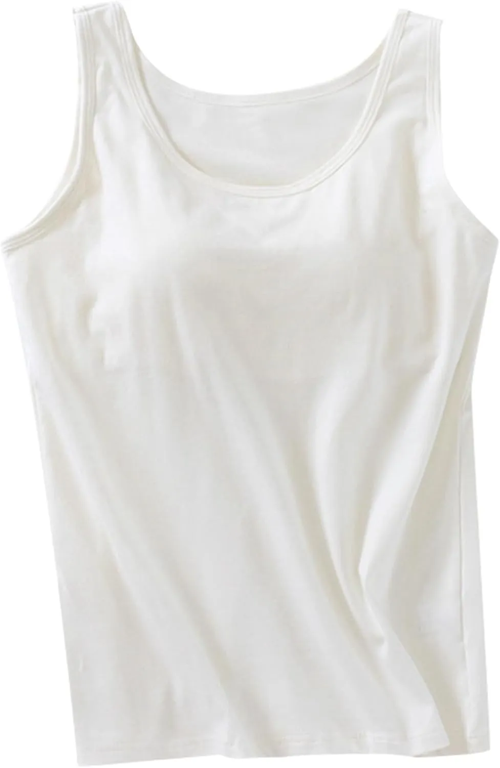 Tank Top for Women with Built in Bra Adjustable Strap Camisole Basic Cotton Cami Shirts