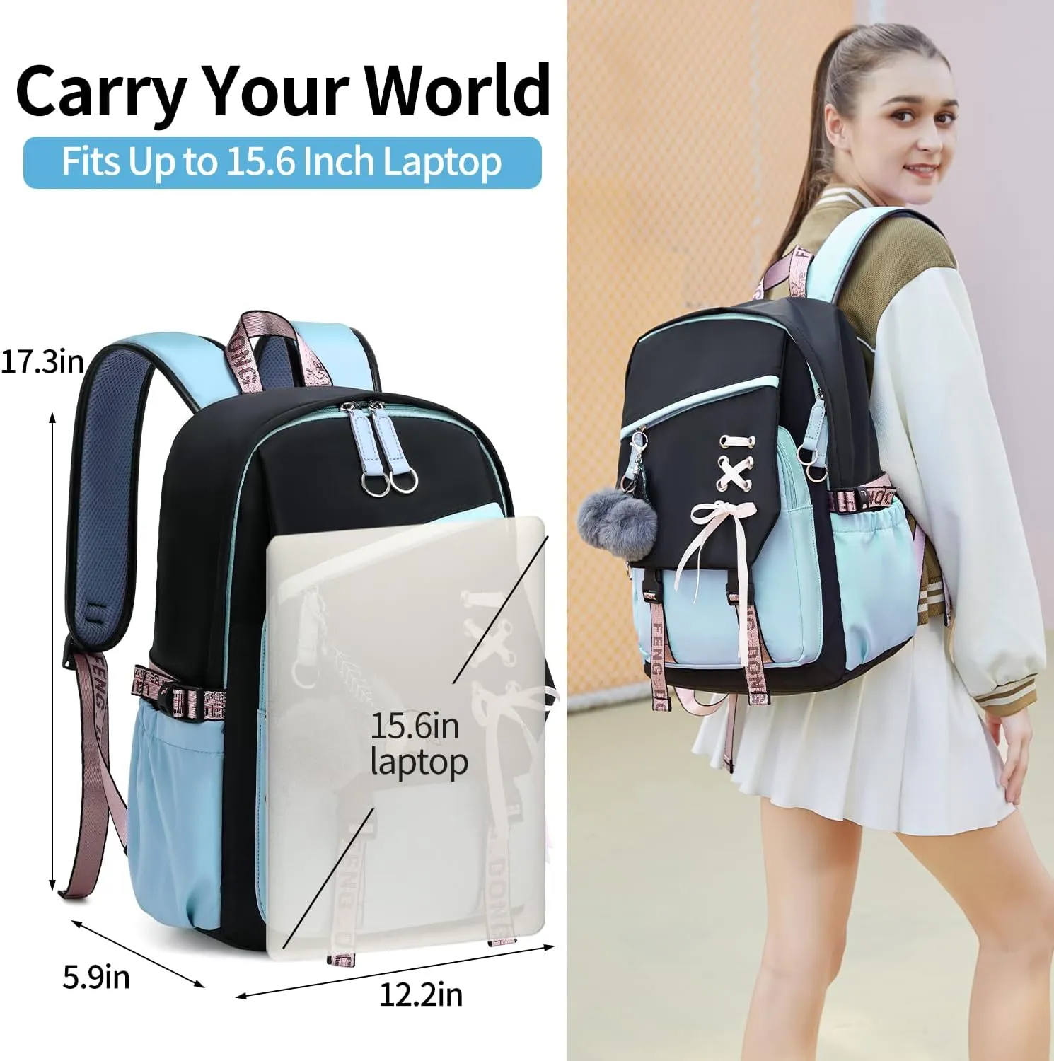 Teenage Girls Bookbag school Backpack Children Casual Daypack Schoolbag for Teens Blue