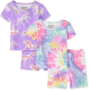 The Children's Place Baby Girls' and Toddler Sleeve Top and Shorts Snug Fit 100% Cotton 2 Piece Pajama Sets
