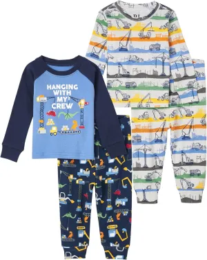 The Children's Place Baby Toddler Boys Long Sleeve Top and Pants Snug Fit 100% Cotton 2 Piece Pajama Sets