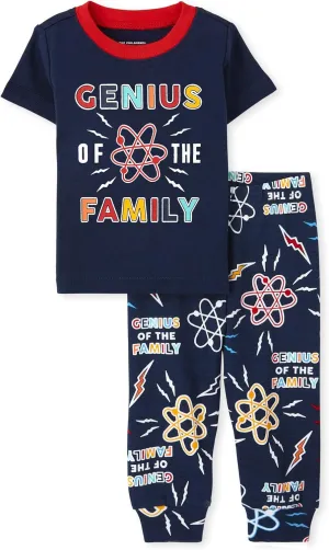 The Children's Place Unisex Baby and Toddler Short Sleeve Top and Pants Snug Fit Cotton 2 Piece Pajama Sets