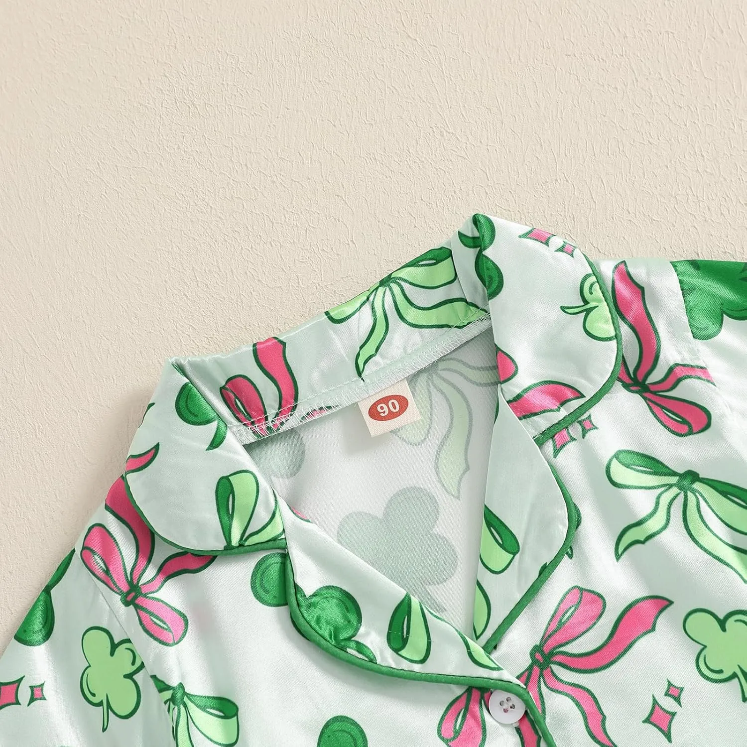 Toddler Girl Boy Easter Satin Pajamas Summer Fuzzy Bunny Print Button Down Shirt Shorts Girls Kids Silk Pajama Set